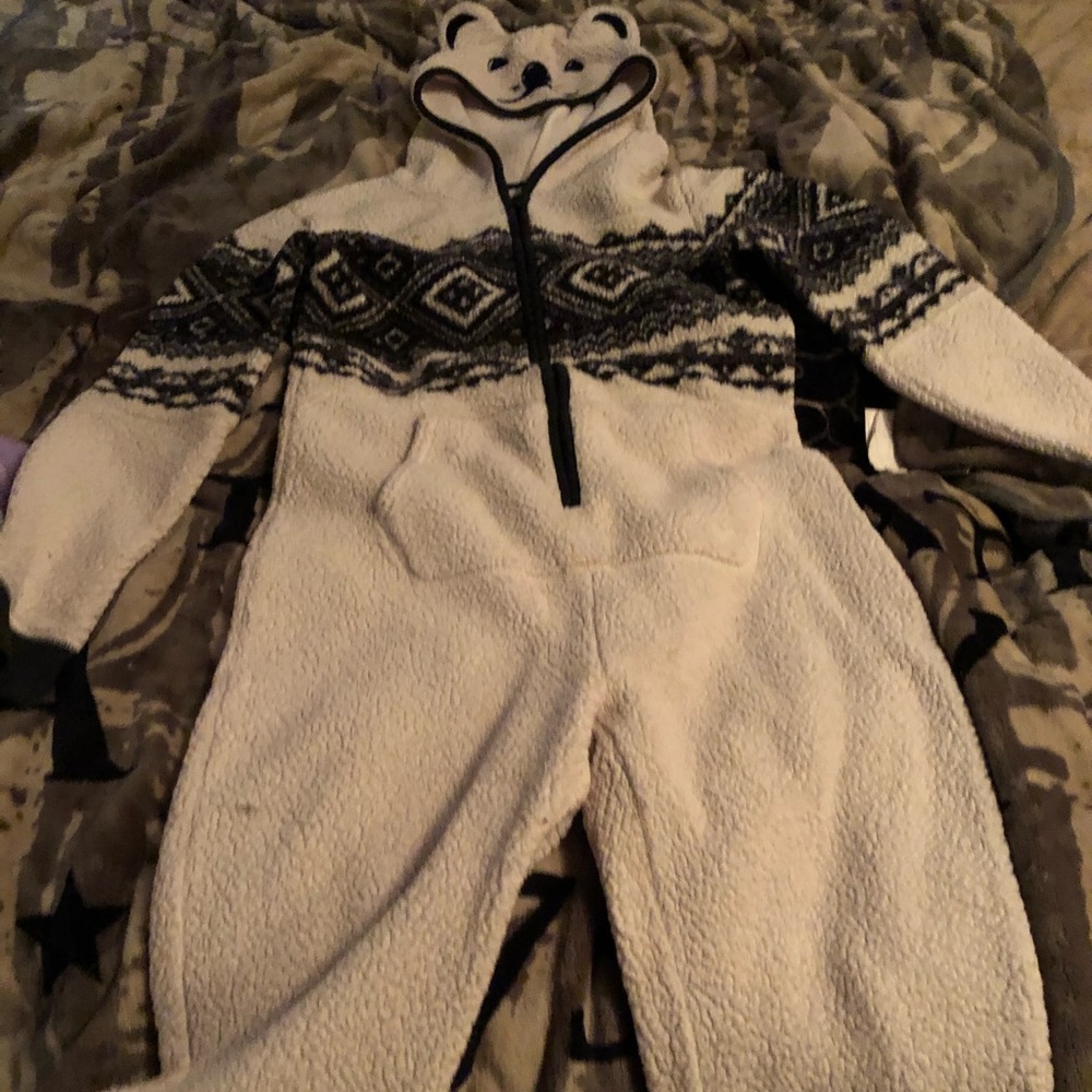 American Eagle adult winter onesie bear PJs